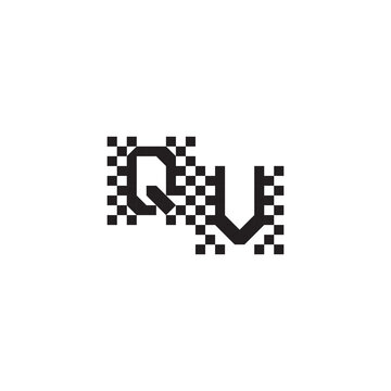Alphabet Logo Monogram Design Modern Abstract Bold QU Initial Pixel Vector Alphabet