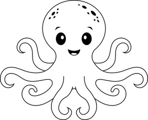 Octopus line art isolated on a white background