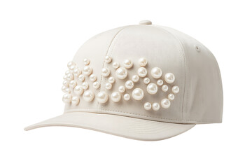 Fototapeta premium Elegant white baseball cap adorned with luxurious pearls