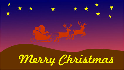 Santa rides across a starry sky, guided by glowing reindeer, spreading warmth, wonder, wishes to every home on this magical night tonight.