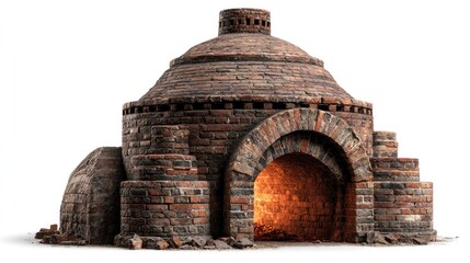 Industrial Brick Kiln: A majestic brick kiln stands as a testament to industrial innovation, its arched entrance hinting at the fiery process within, a symbol of production and craft.