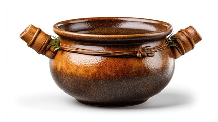 Artisanal Pottery Pot: A beautifully crafted, rustic pottery pot, exuding a sense of history and charm, with unique handles, perfect for a touch of warmth and elegance.