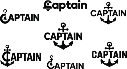 Obraz premium Captain Logo with Anchor Symbol in Modern Typography on White Background for Branding