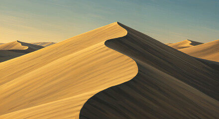 Serene Sand Dunes With Graceful Curves Under Soft Sunlight