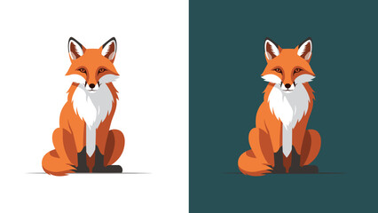 Obraz premium Illustration of a Sitting Red Fox.