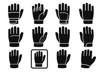 Obraz premium Icons glove padded wrist rounded slab vector band panel icon garden gloves