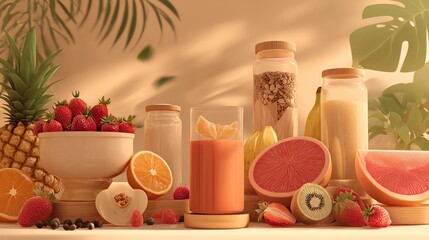 A vibrant and colorful food scene showcasing nutrition-focused dishes perfect for wellness branding and healthy lifestyle promotion.