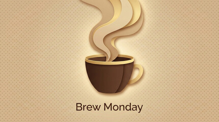 A comforting cup of hot coffee with swirling steam, perfect for a refreshing brew monday