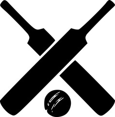 Minimal Cricket Silhouette Logo in Black on White Vector Style