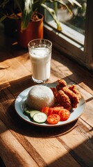 A Delicious Meal with Rice and Chicken