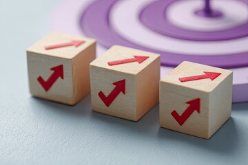 Wooden Blocks on Target Symbolizing Progress