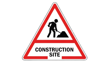 isolated under construction site safety work in progress sign on white background PNG file]