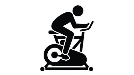 Fototapeta premium Silhouette of a person riding an exercise bike a simple fitness and workout icon