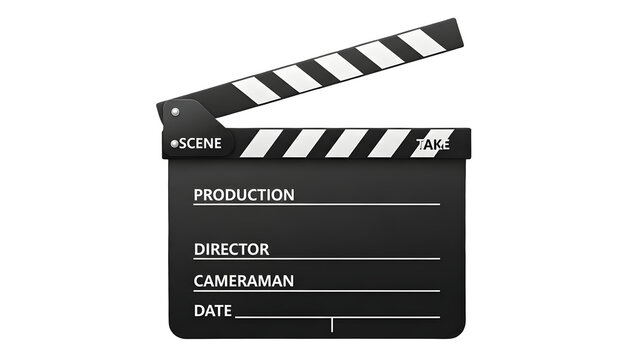 isolated film slate on white background high quality stock file[PNG].