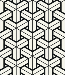 Vector seamless pattern. Modern geometric print. Repeating abstract background. Striped triple triangles. Striped geometric elements.