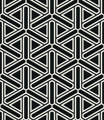 Vector seamless pattern. Modern geometric print. Repeating abstract background. Striped triple triangles. Striped geometric elements.