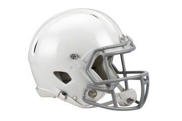 Fototapeta premium White american football helmet protecting players during games, featuring a face mask and chin strap, isolated with transparent background