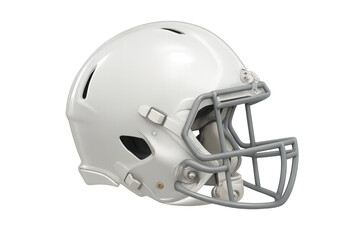 Fototapeta premium American football helmet in white with a grey facemask, designed for head protection during play, isolated with a transparent background