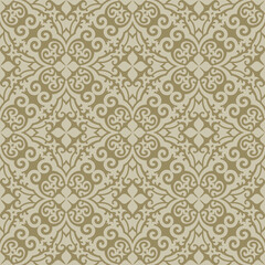 green damask pattern vector in an elegant seamless damask pattern style featuring  ornamental damask pattern motifs for luxury wallpaper, textile backgrounds, and decorative design projects © PPS Inspire Art