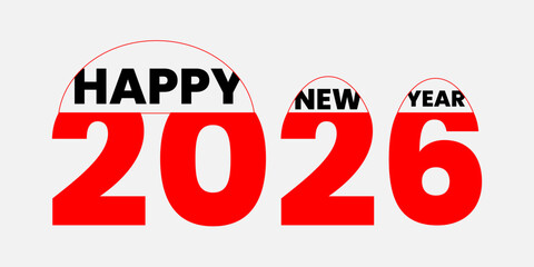 Happy New Year 2026 festive greeting card design.