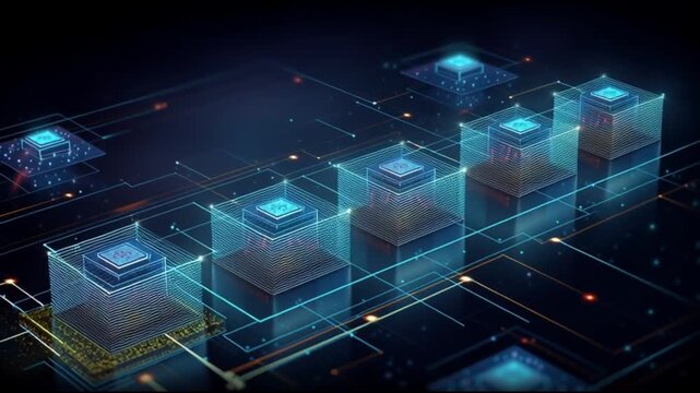 Serverless architecture. Cloud native. Function as a service. Microservices. Modern cloud. Cloud security. Digital representation of modern cloud infrastructure with data nodes.