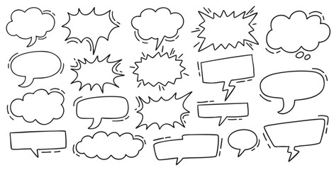 Hand drawn speech bubble doodle vector template