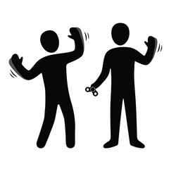 People Playing with Fidget Spinners Silhouette