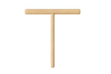 Wooden uppercase letter t on transparent background
