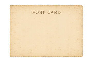 Blank vintage postcard with copy space, aged paper texture, and scalloped edges for retro communication