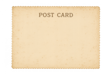 Blank vintage postcard with copy space, aged paper texture, and scalloped edges for retro communication