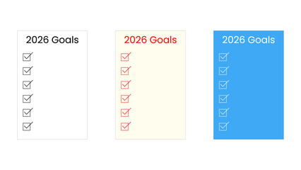 New year 2026 goals resolution or to do list vector illustration on transparent background 