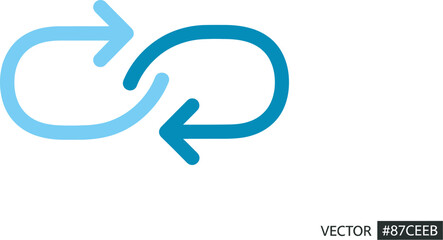 Blue arrows forming circular motion symbolizing exchange recycling or continuous improvement in modern minimalist style
