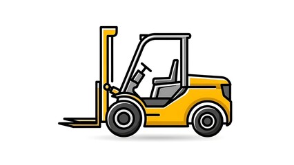 Yellow forklift truck for warehouse operations and heavy lifting tasks