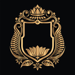 Vector set of gold vintage frames. Elegant element for design in Eastern style, place for text. Floral golden border. Lace illustration for invitations and greeting cards.