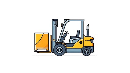Yellow forklift with pallet in industrial setting for logistics and warehouse operations