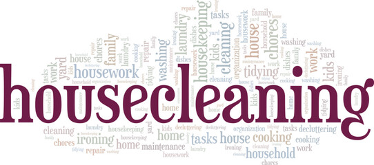 Housecleaning word cloud conceptual design isolated on white background.