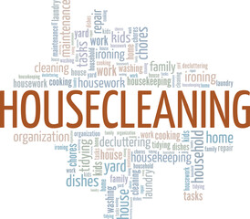 Fototapeta premium Housecleaning word cloud conceptual design isolated on white background.