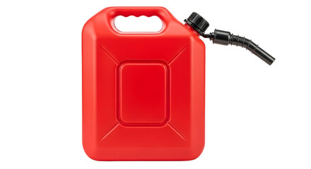 Red portable gasoline can isolated on transparent background