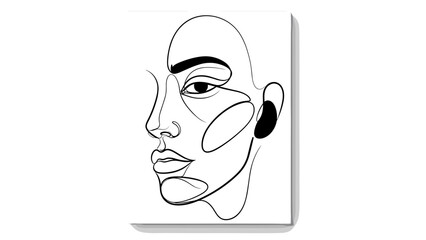 Minimalist Line Art Human Face Portrait.