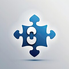 Fototapeta premium Creative digital puzzle design featuring an abstract blue jigsaw piece against a light background