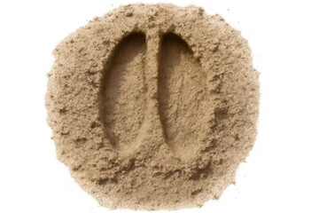 Naklejka premium Deer hoof print creating impression in sand, wildlife tracking, nature exploration, transparent background cutout