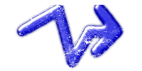 A vibrant blue abstract symbol resembling a stylized letter W or a dynamic arrow, with a glossy, frosted texture on a clean white background.