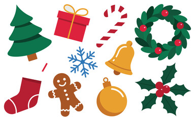 Colorful holiday symbols collection