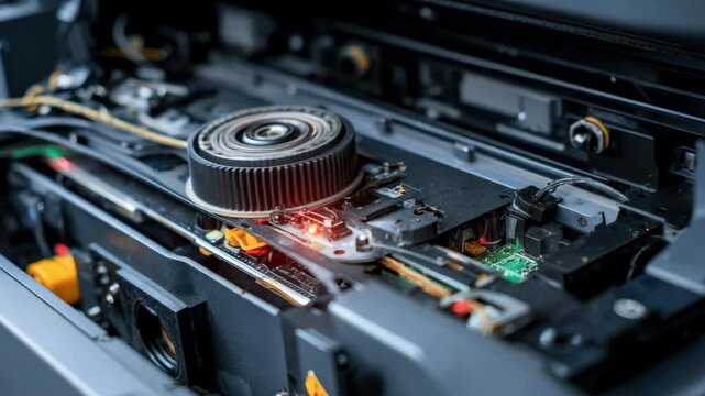 Multifunction laser printer belt replacement with focus on precision and care demonstrating the importance of upkeep for devices combining printing scanning and copying.