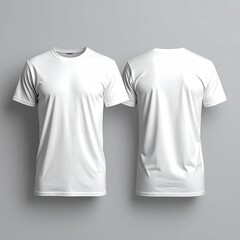 Blank white men's t-shirt, front and back view, studio shot