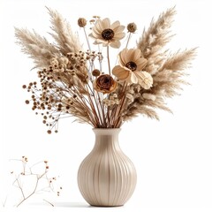 Beige dried flower arrangement in vase