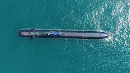 Israeli Navy Dolphin Class Submarine Aerial top down view

Drone view of an Israeli Navy Dolphin...