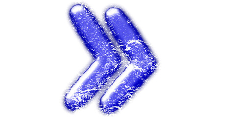 Two frosted blue right-pointing chevron arrows with a glittery texture on a white background.