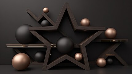 wooden star-shaped shelf with lights
