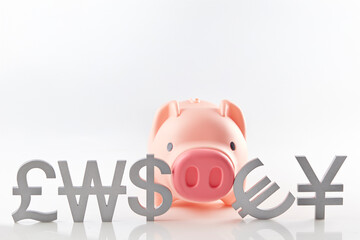 Piggy bank and currency symbol